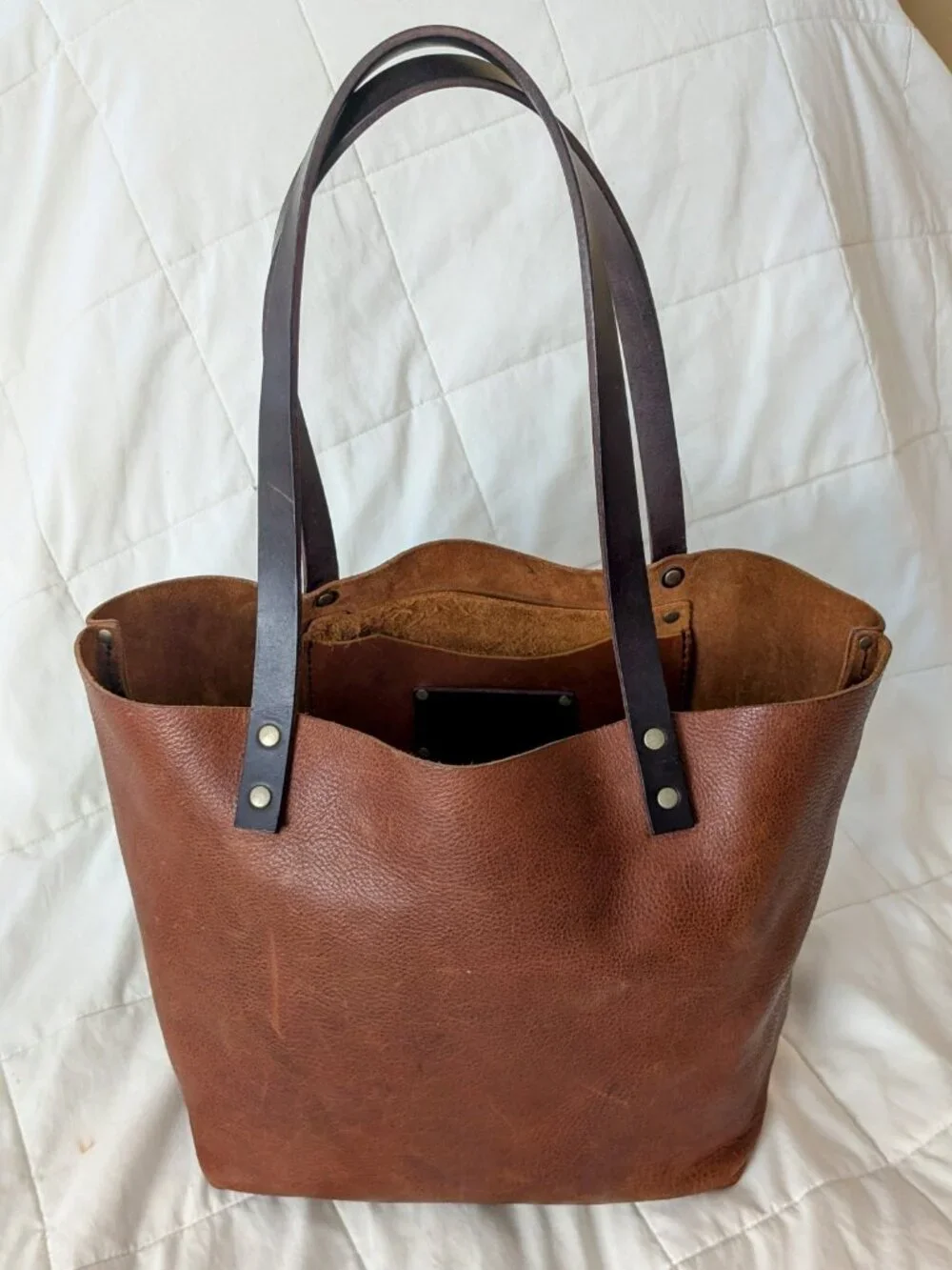 RARE Custom Portland Leather Goods Large Classic Tote Bag in Nutmeg MADE IN USA - Picture 2 of 13